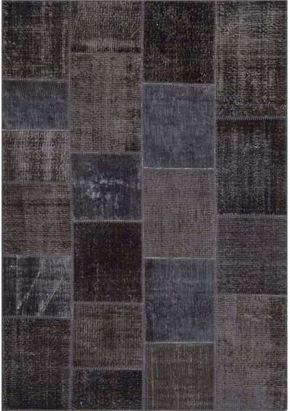 Patchwork Gri Patchwork Yün ve Pamuk El Dokuma Oda Salon Halısı