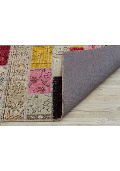 Patchwork Bej Patchwork Yün ve Pamuk El Dokuma Oda Salon Halısı fiyatları
