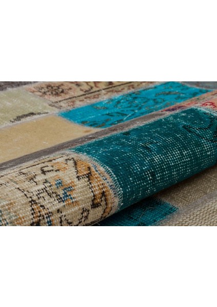 Patchwork Bej Patchwork Yün ve Pamuk El Dokuma Oda Salon Halısı modelleri