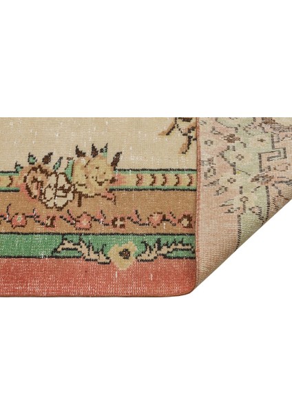 Vintage Yeşil Göbekli Yün ve Pamuk El Dokuma Oda Salon Halısı fiyatları