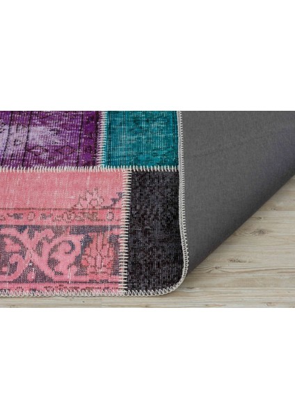 Patchwork Antrasit Patchwork Yün ve Pamuk El Dokuma Oda Salon Halısı