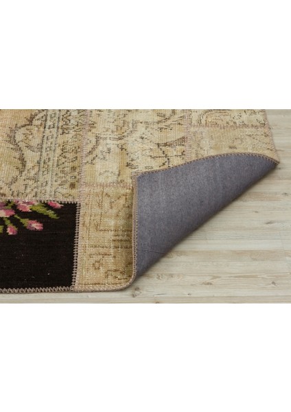 Patchwork Bej Patchwork Yün ve Pamuk El Dokuma Oda Salon Halısı fiyatları