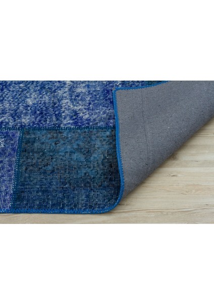 Patchwork Mavi Patchwork Yün ve Pamuk El Dokuma Oda Salon Halısı modelleri