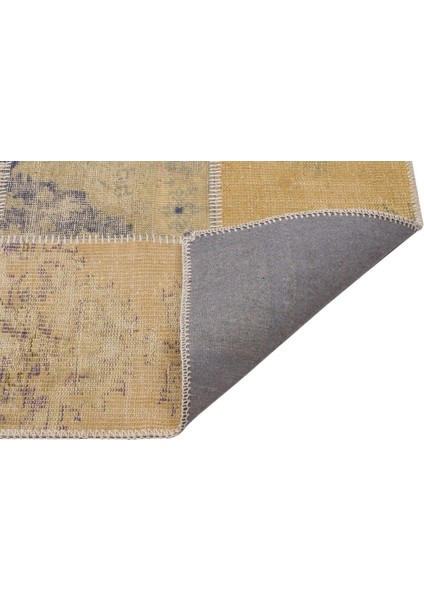 Patchwork Bej Patchwork Yün ve Pamuk El Dokuma Oda Salon Halısı