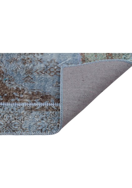 Patchwork Mavi Patchwork Yün ve Pamuk El Dokuma Oda Salon Halısı fiyatları