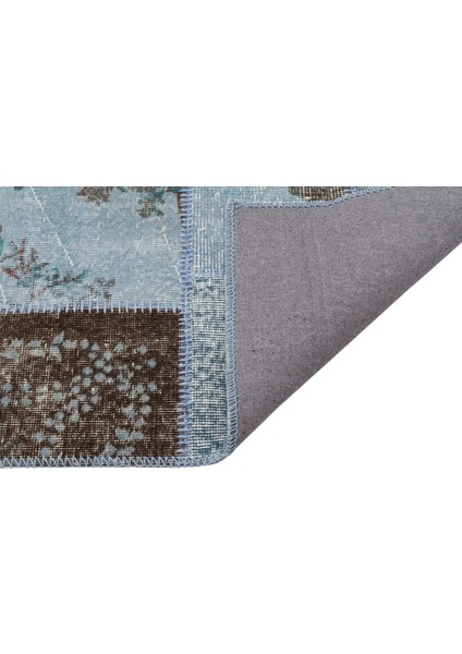 Patchwork Mavi Patchwork Yün ve Pamuk El Dokuma Oda Salon Halısı fiyatları