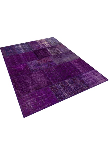 Patchwork Mor Patchwork Yün ve Pamuk El Dokuma Oda Salon Halısı modelleri