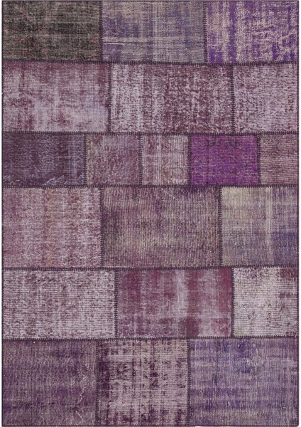 Patchwork Mor Patchwork Yün ve Pamuk El Dokuma Oda Salon Halısı