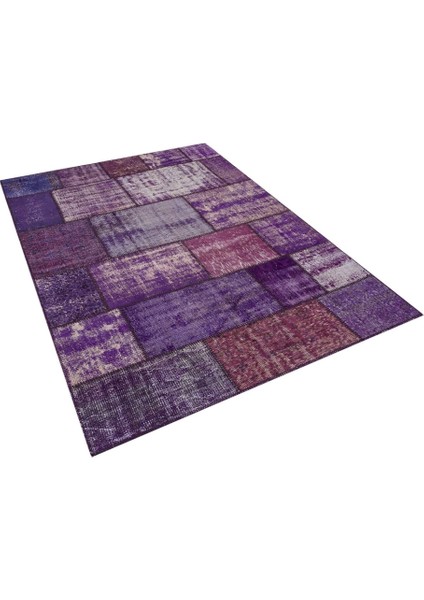 Patchwork Mor Patchwork Yün ve Pamuk El Dokuma Oda Salon Halısı modelleri