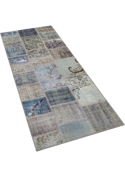 Patchwork Gri Patchwork Yün ve Pamuk El Dokuma Oda Salon Halısı