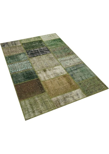 Patchwork Yeşil Patchwork Yün ve Pamuk El Dokuma Oda Salon Halısı modelleri