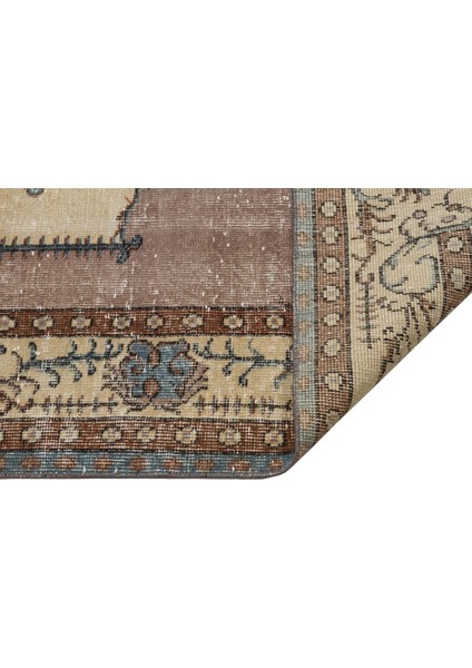Vintage Bej Göbekli Yün ve Pamuk El Dokuma Oda Salon Halısı fiyatları