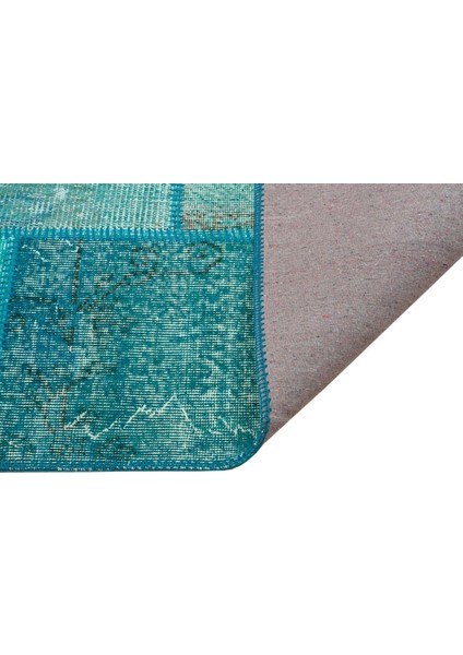 Patchwork Mavi Patchwork Yün ve Pamuk El Dokuma Oda Salon Halısı fiyatları