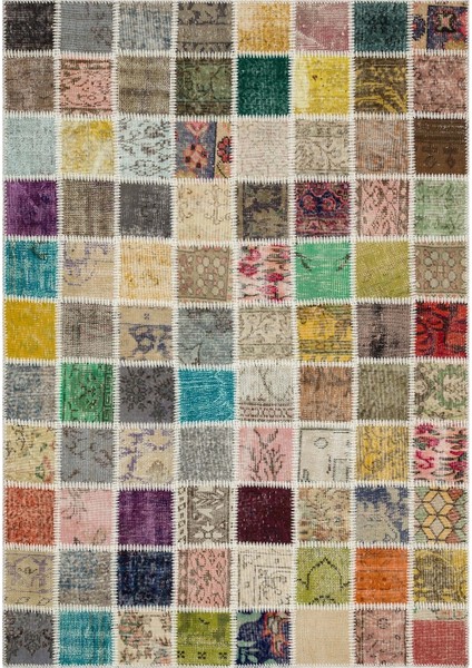 Patchwork Bej Patchwork Yün ve Pamuk El Dokuma Oda Salon Halısı