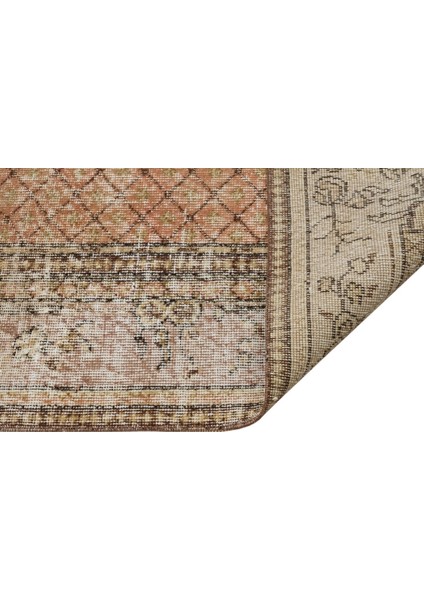 Vintage Kahverengi Göbekli Yün ve Pamuk El Dokuma Oda Salon Halısı fiyatları