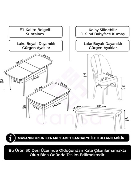 Concept Elf Serisi 80X132 Açılabilir Barok Ahşap Desen Mutfak Masa Takımı 4 Sandalye 1 Bench Gold Halkalı indirimleri