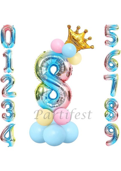Unicorn Konsept Rakam Balon Karşılama Seti Doğum Günü Parti Seti