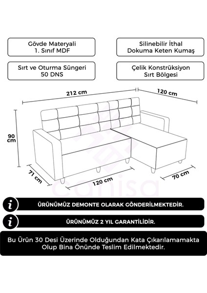 Marwe Serisi Çift Yönlü L Koltuk Köşe Koltuk