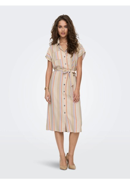 Regular Fit Kolsuz Bej-Mor Kadın Elbise 15291421 modelleri