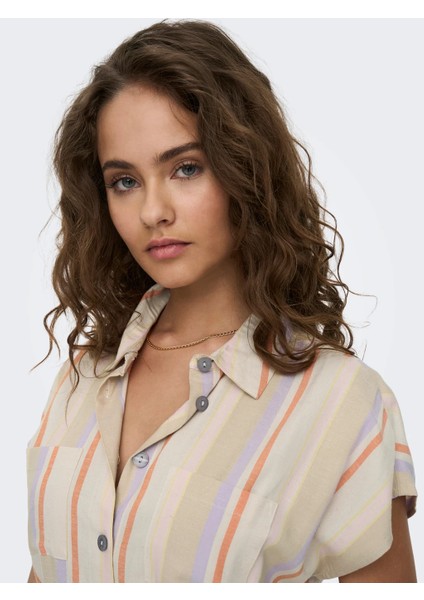 Regular Fit Kolsuz Bej-Mor Kadın Elbise 15291421 fırsatları