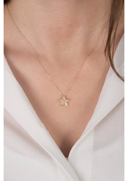 Güzide Kuyumcu14 Ayar Altın Taşlı Çiçek Kolye