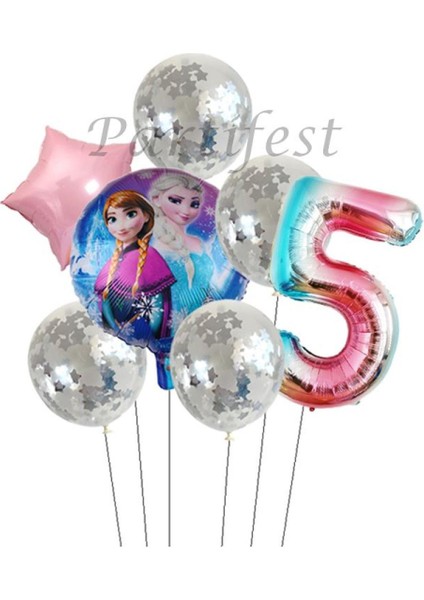 Frozen Balon Set Karlar Ülkesi Folyo Balon Set Konsept Doğum Günü Set Yaş Balon