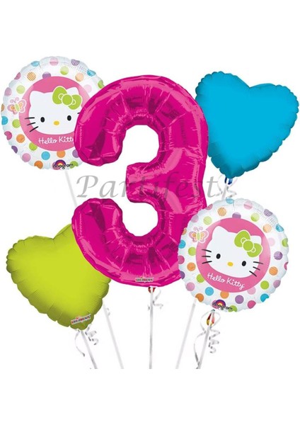 Hello Kitty Balon Set Hello Kitty Folyo Balon Set Konsept Doğum Günü Set Yaş Balon