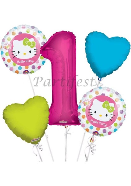 Hello Kitty Balon Set Hello Kitty Folyo Balon Set Konsept Doğum Günü Set Yaş Balon