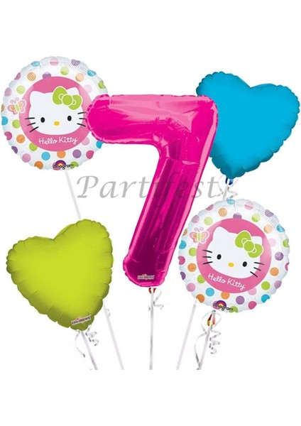 Hello Kitty Balon Set Hello Kitty Folyo Balon Set Konsept Doğum Günü Set Yaş Balon