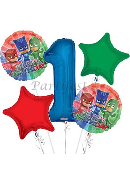 Pjmasks Balon Set Pijamaskeliler Folyo Balon Set Konsept Doğum Günü Set Yaş Balon