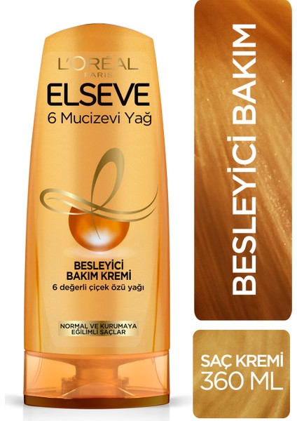 L'Oréal Paris Elseve 6 Mucizevi Yağ Besleyici Bakım Kremi 360 ml 3'lü Set