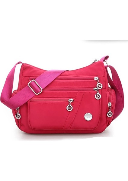 Gül Kırmızı Bir Kadın Çantası Naylon Su Geçirmez Messenger Çanta Bayan Crossbody Büyük Kapasiteli Seyahat Omuz Çantası Rahat Çanta Yüksek Kalite (Yurt Dışından)