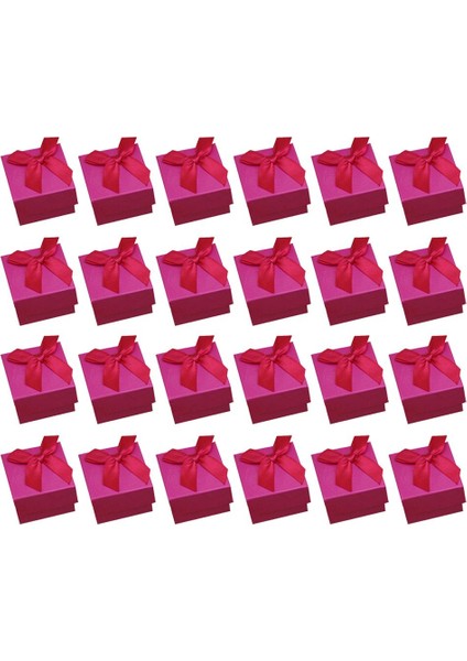 24 Paket Şeker Renk Kare Karton Mücevher Kutuları Ilmek Düğün Rosy (Yurt Dışından)