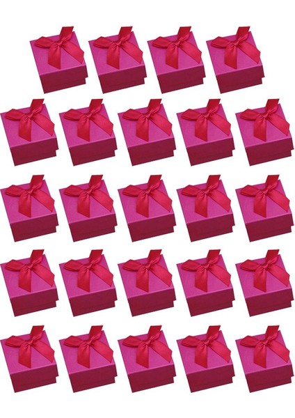 24 Paket Şeker Renk Kare Karton Mücevher Kutuları Ilmek Düğün Rosy (Yurt Dışından)
