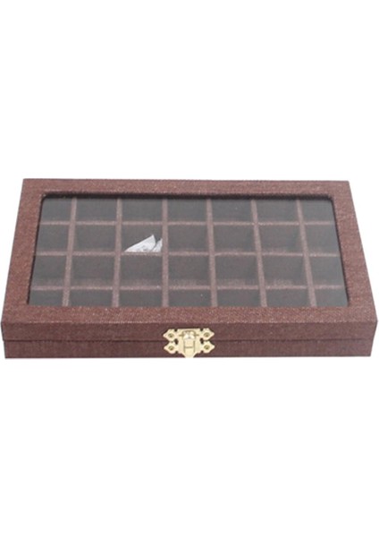 Çok Renkli 28 Gird Konteyner Nail Art Hap Boncuk Tutucu 25X15 cm Takı Kılıfı Kahverengi (Yurt Dışından)