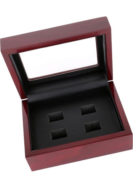 Ahşap Kutu Spor Şampiyonası Yüzük Tutucu Vitrin Depolama 12X16X7 cm Şarap Kırmızı 4-Delik (Yurt Dışından) fiyatları