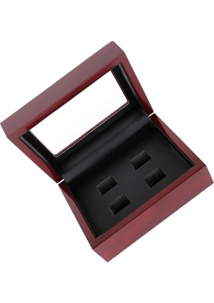 Ahşap Kutu Spor Şampiyonası Yüzük Tutucu Vitrin Depolama 12X16X7 cm Şarap Kırmızı 4-Delik (Yurt Dışından) modelleri