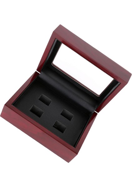 Ahşap Kutu Spor Şampiyonası Yüzük Tutucu Vitrin Depolama 12X16X7 cm Şarap Kırmızı 4-Delik (Yurt Dışından) fırsatları