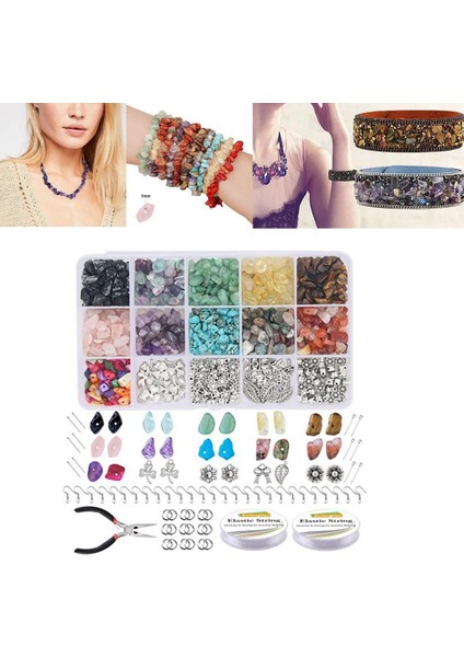 1set Taş Boncuklar Diy Kolye Bilezik Küpe Takı Kadınlar Için Yapım (Yurt Dışından)