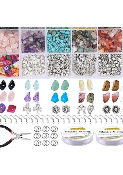 1set Taş Boncuklar Diy Kolye Bilezik Küpe Takı Kadınlar Için Yapım (Yurt Dışından)