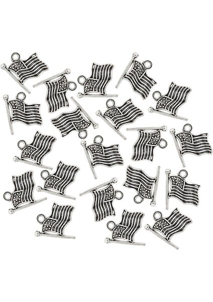 Prettyia 20PCS Antik Gümüş Koltuklar Abd Büyüleyici Boncuklar Bayrağı Bulguları (Yurt Dışından)