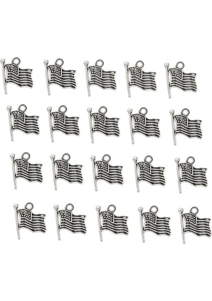 Prettyia 20PCS Antik Gümüş Koltuklar Abd Büyüleyici Boncuklar Bayrağı Bulguları (Yurt Dışından)