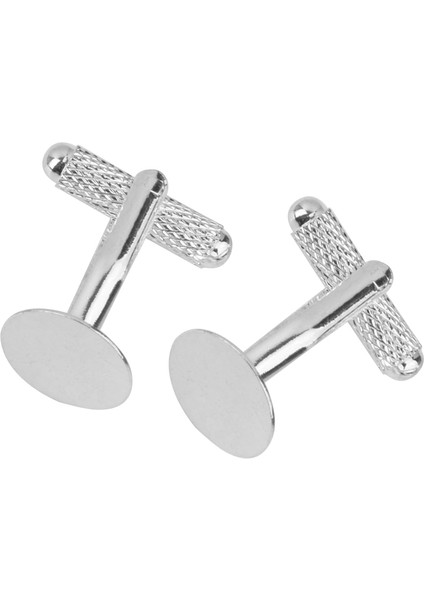 20 Adet Moda Erkekler 12MM Düz Yuvarlak Boş Taban Ayarları Kol Düğmeleri Gümüş (Yurt Dışından)