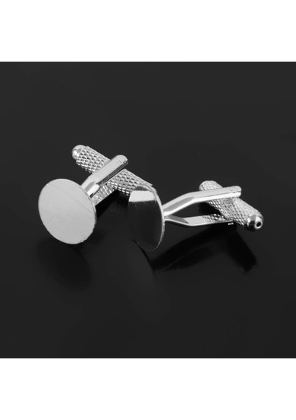 20 Adet Moda Erkekler 12MM Düz Yuvarlak Boş Taban Ayarları Kol Düğmeleri Gümüş (Yurt Dışından)
