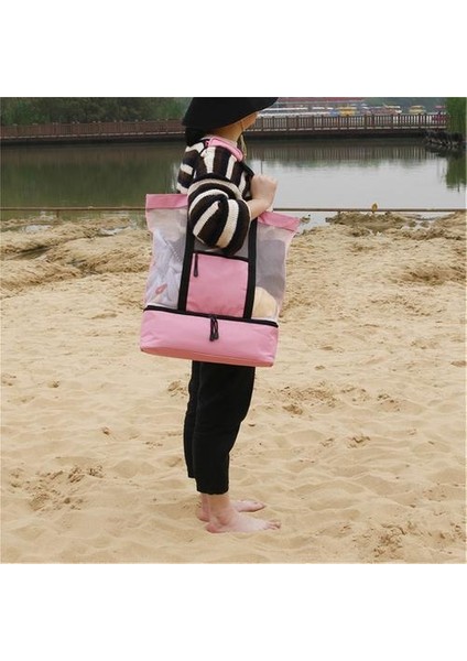 Çift Katmanlı Çıkış Taşınabilir Örgü Plaj Çantası Çift Kullanım Giyim Seyahat Piknik Buz | Katlanabilir Saklama Torbaları (Yurt Dışından) modelleri