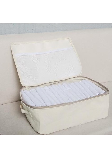 Kalın Tuval Kumaş Kıyafetleri Yorgan Saklama Çantası Yatak Odası Dolap Organizatör Ev Yatak Konteyner Kutusu Kapak ve Fermuar ile Çok Boyutlu | Katlanabilir Saklama Torbaları (Yurt Dışından)