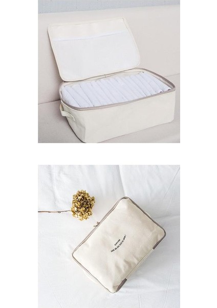 Kalın Tuval Kumaş Kıyafetleri Yorgan Saklama Çantası Yatak Odası Dolap Organizatör Ev Yatak Konteyner Kutusu Kapak ve Fermuar ile Çok Boyutlu | Katlanabilir Saklama Torbaları (Yurt Dışından) fırsatları