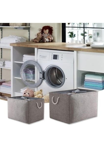 Kumaş Organizatör Kitaplar Oyuncaklar Giysi Sepeti Ev Depolama Araçları Kolu ile Katlanır Depolama Sepeti Keten Saklama Kutusu Bineleri | Katlanabilir Saklama Torbaları (Yurt Dışından) fırsatları