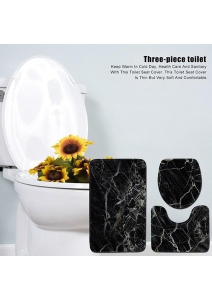 Tuvalet 3 Parça Set Siyah Mermer Banyo Mat Setleri Kaymaz Banyo Mat Kaidal Mat Klozet Kapak Mat Setleri | Banyo Paspasları (Yurt Dışından) fiyatları
