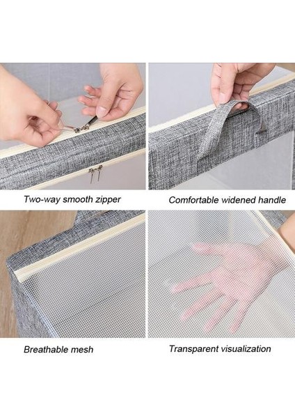 Saklama Kutusu Büyük Kapasiteli Giyim Saklama Çantası Organizatörler Şeffaf Pencere ile Giysi Yatak Levhalar Battaniye Dropshipping | Katlanabilir Saklama Torbaları (Kahverengi) (Yurt Dışından) modelleri